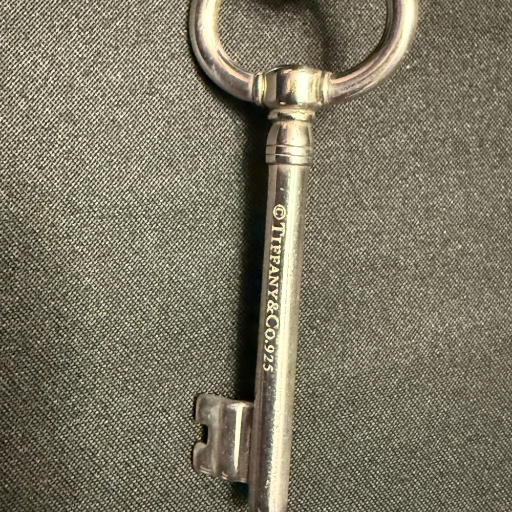 Tiffany & Co Sterling Silver Large Key Pendant Charm Long Necklace - Picture 2 of 9